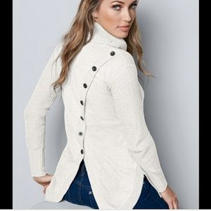 VENUS Cowl Neck Button Back Sweater